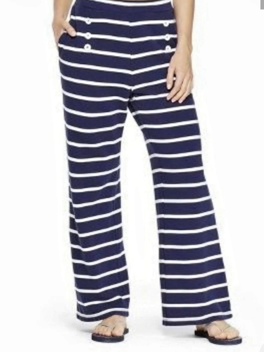 Vineyard Vines for Target Nautical Stripe High-Rise Wide-Leg Pants Blue & White